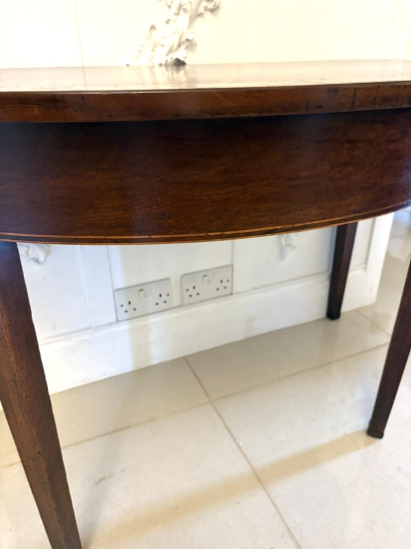 Large Pair of Antique George III Quality Figured Mahogany Demi Lune Console Tables